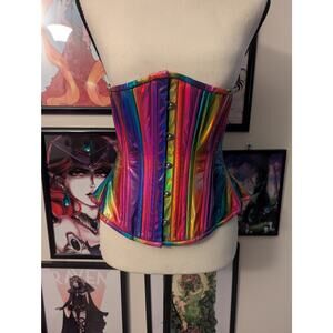 Timeless Trends Vinyl Rainbow Underbust Corset Sz 22